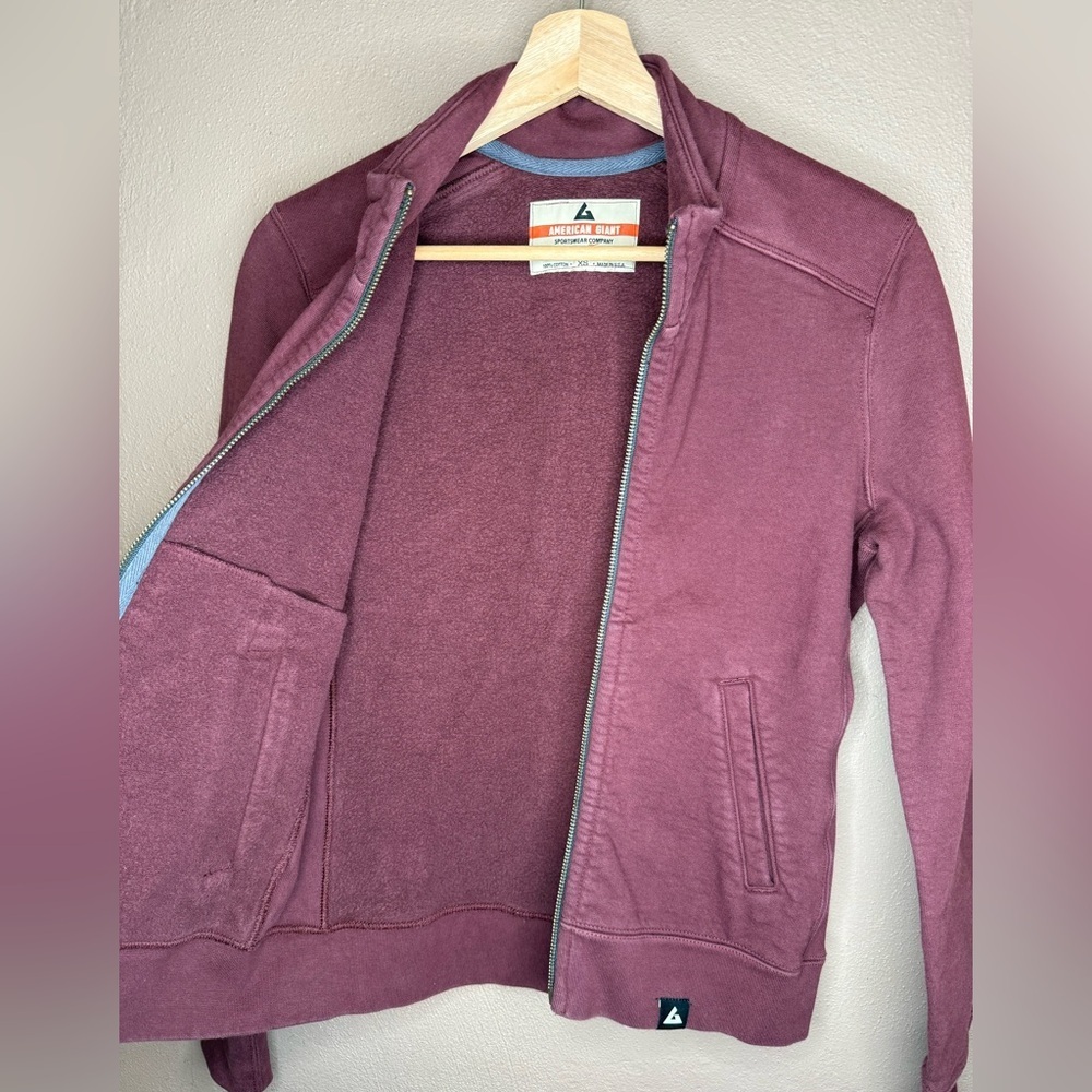 American Giant Burgundy Full Zip Heavyweight Sweatshirt Size XS Outerwear Comfy - Picture 9 of 16